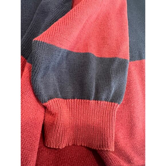 IZOD Men's 100% Cotton Long Sleeve Polo Knit Sweater Red & Navy Blue Medium JL - Picture 5 of 7